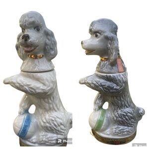 Porcelain Poodle Dog Toy with Gold and Blue Accents